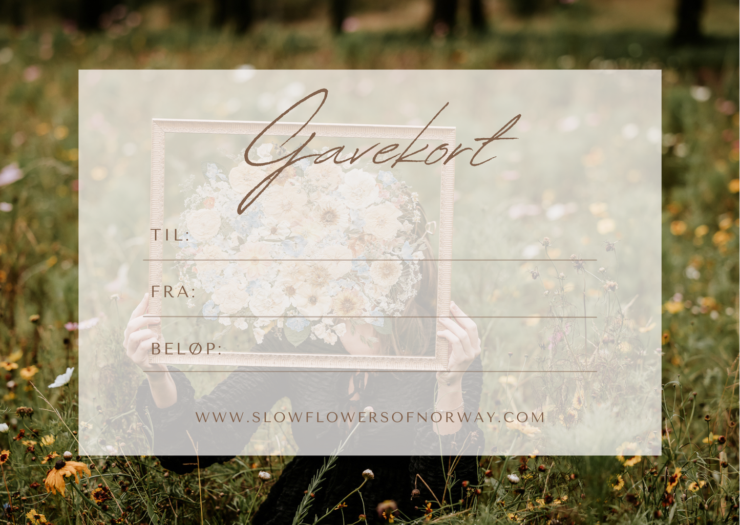 Gavekort preserverte blomsterbilder