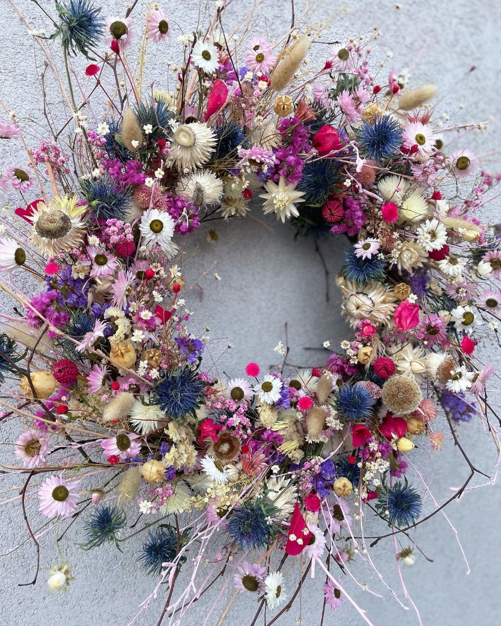 Tørket blomsterkrans rosa